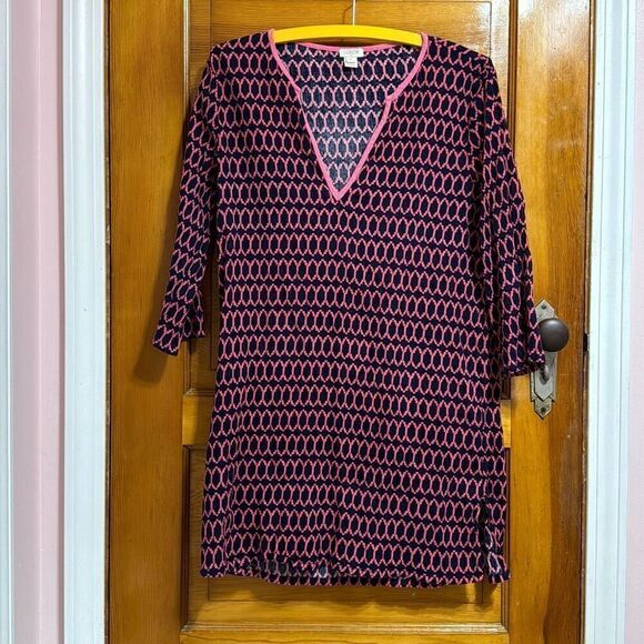 J. Crew Pink Blue Patterned Tunic Women’s US Small - Picture 1 of 6